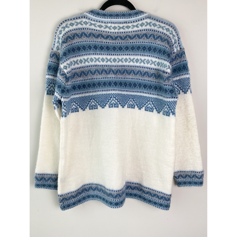 Alpaca Life Collection‎ Womens Fair Isle Wool Sweater M White Cozy Crewneck - Picture 3 of 7
